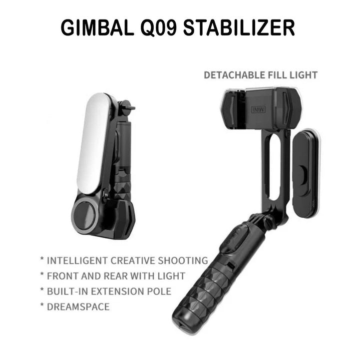 Tripod Gimbal - Selfie Stick With LED Light Tripod Gimbal Stabilizer