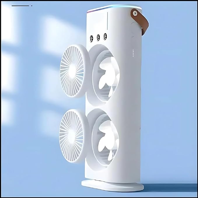Mini Air Cooler, Double-Ended Spray Cooling with Mist Humidifier Usb Mini Table Cooling for Office Travel Cooler Fan Versatile with Adjustable Speeds
