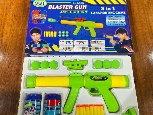 Foam Blaster Gun 3 in 1 Pump Action Air Shooting with 6 Balls, 8 Suction Dart Guns & Darts