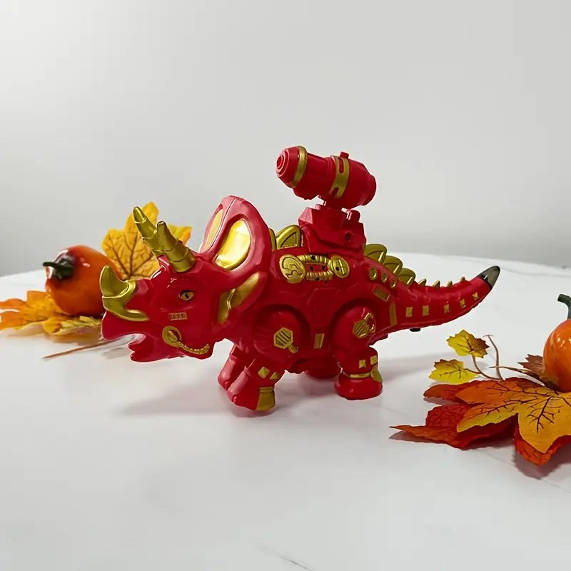 Electric Walking Dinosaur Toy with Spray and LED Light Features Interactive Triceratops for Kids Realistic Sound Effects Fun Educational Gift for Boys Girls