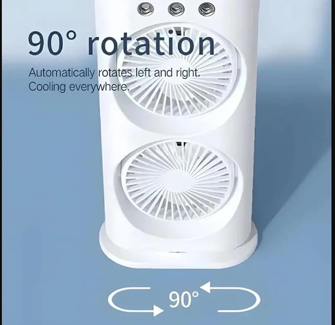 Mini Air Cooler, Double-Ended Spray Cooling with Mist Humidifier Usb Mini Table Cooling for Office Travel Cooler Fan Versatile with Adjustable Speeds