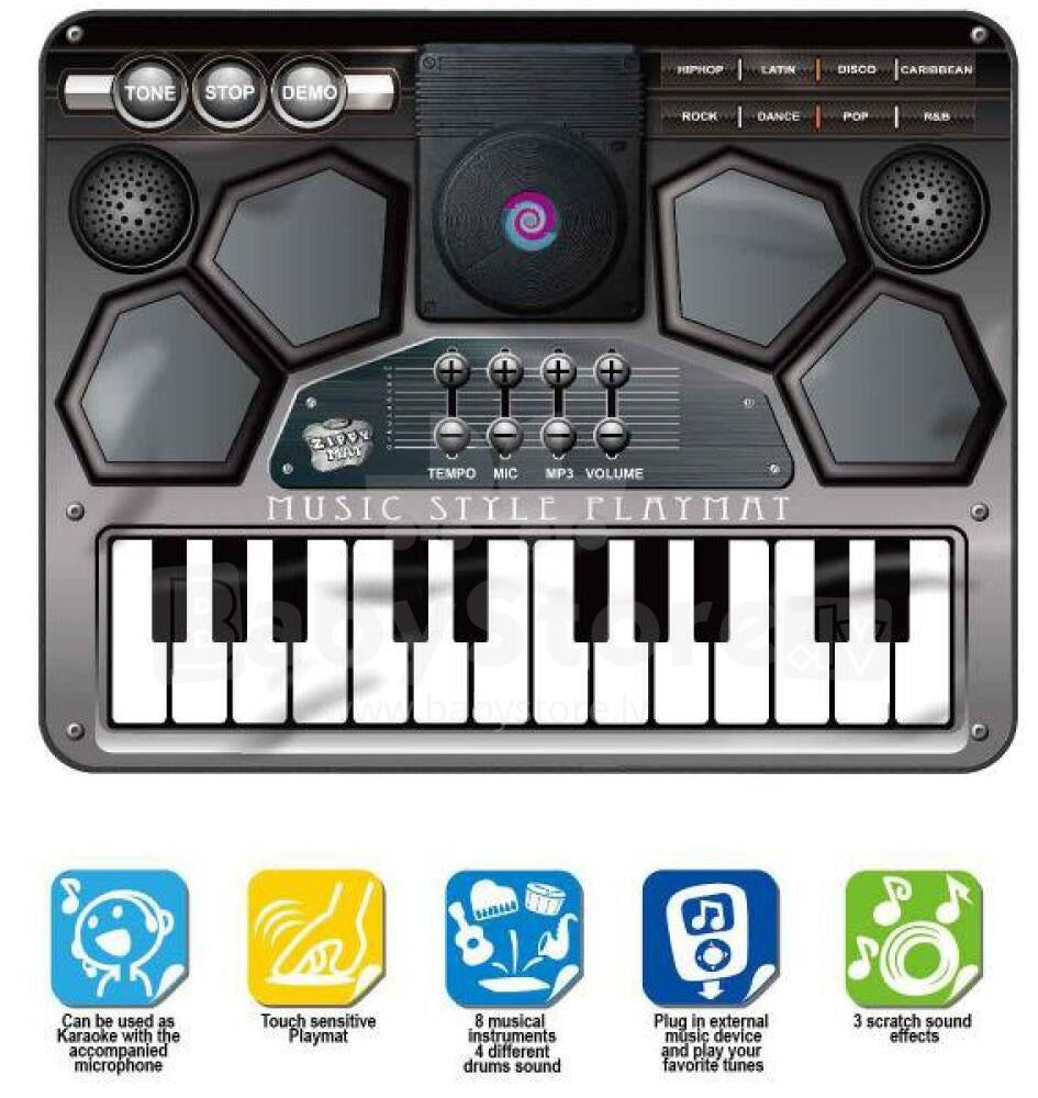 Musical Playmat with Microphone with Touch Sensitive 24-Button Keyboard Musical