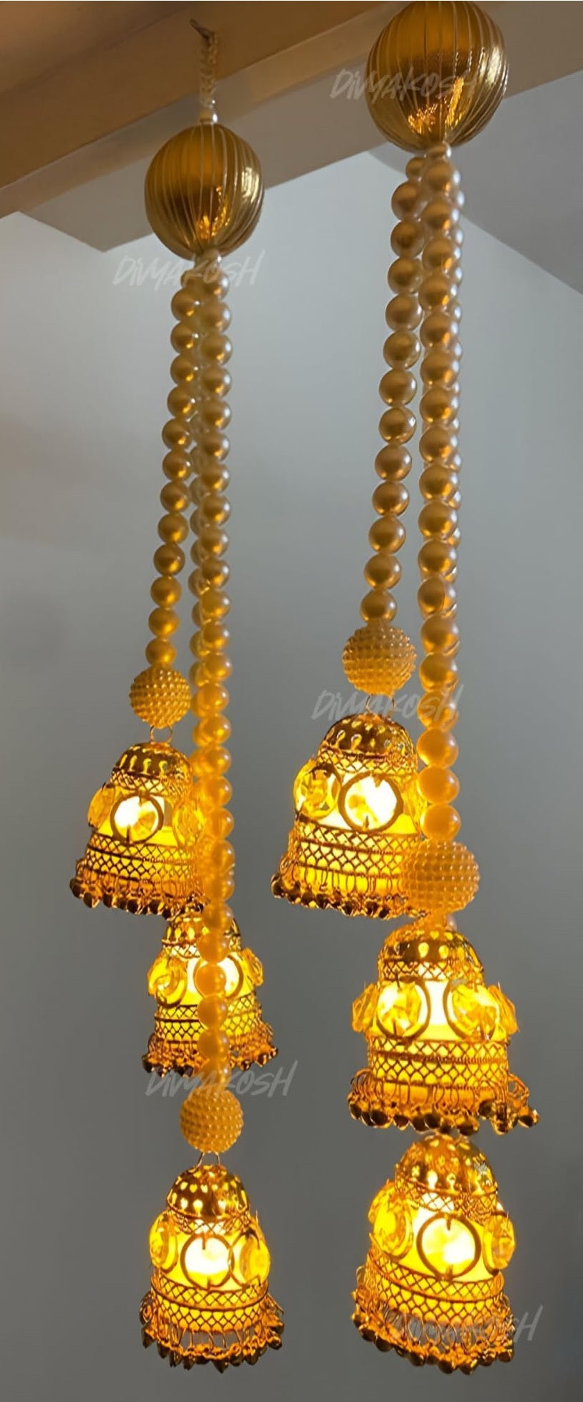 Wall Hangings for Home Decoration, Diwali Lights, Handmade Diwali Decoration Wall hangings, Door Valance Hanging with LED T-Lights