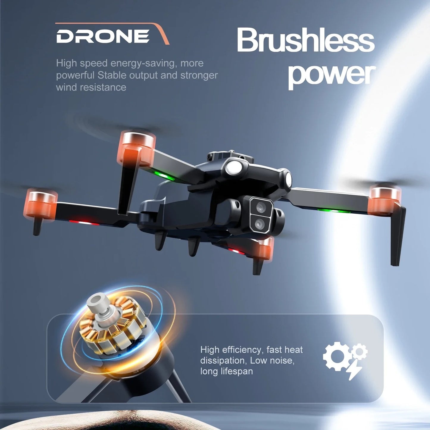 F9 Brushless Drone Five Sided Obstacle Avoidance with Dual Battery 4K-1080P HD Dual Camera WIFI FPV Gesture Selfie Flips Mode App One Key Headless Mode functionality