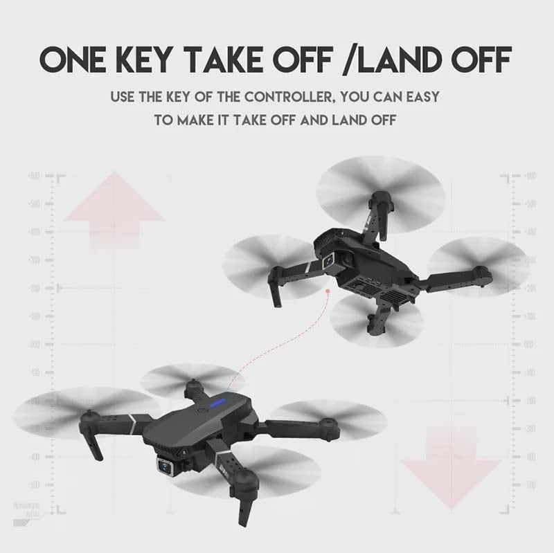HD 4K Drone Camera Foldable E88 Pro Drone With Mini Camera Wifi Drone For Everyone HD Dual Camrra Drone (3 Items FREE Display Airbuds, Coffee Blinder, P9 Headphone)