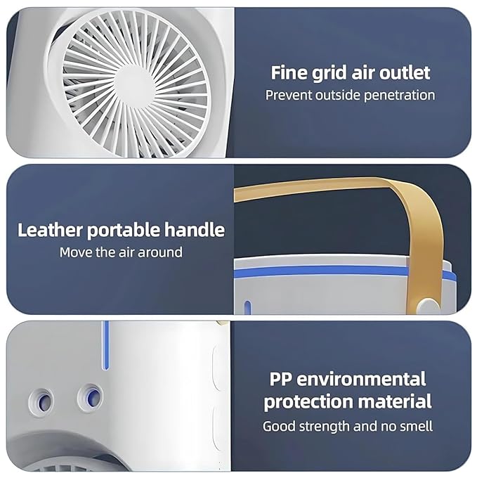 Mini Air Cooler, Double-Ended Spray Cooling with Mist Humidifier Usb Mini Table Cooling for Office Travel Cooler Fan Versatile with Adjustable Speeds