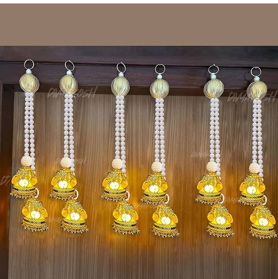 Wall Hangings for Home Decoration, Diwali Lights, Handmade Diwali Decoration Wall hangings, Door Valance Hanging with LED T-Lights