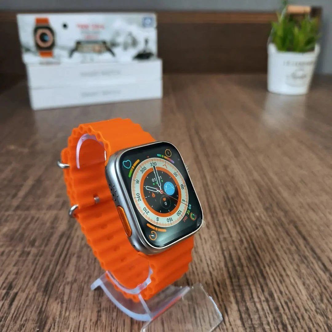 T800 ultra wireless charging watch with beautiful band orange colour