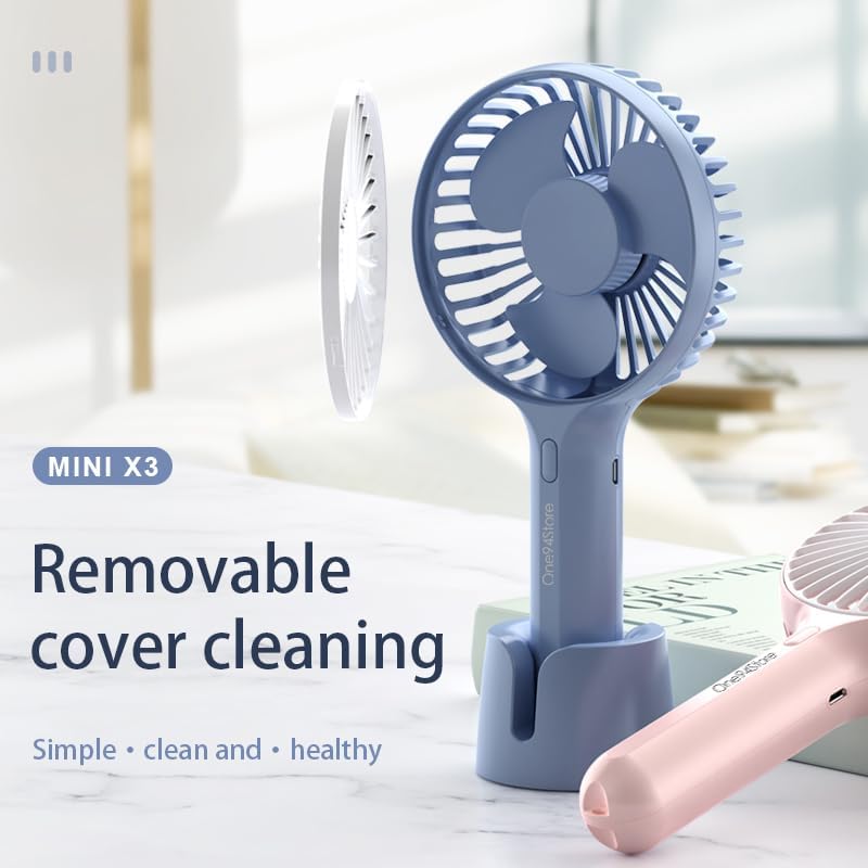 Mini Portable Hand Fan – Powerful Brushless Motor, 3-Speed Large Blades, Noise-Cancelling, 1500mAh USB Rechargeable Battery (Up to 6Hrs) – Ideal for Kitchen, Makeup, Travel