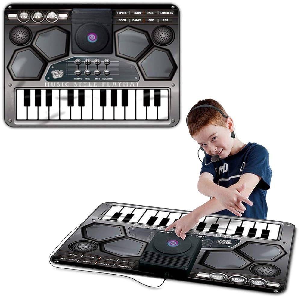 Musical Playmat with Microphone with Touch Sensitive 24-Button Keyboard Musical