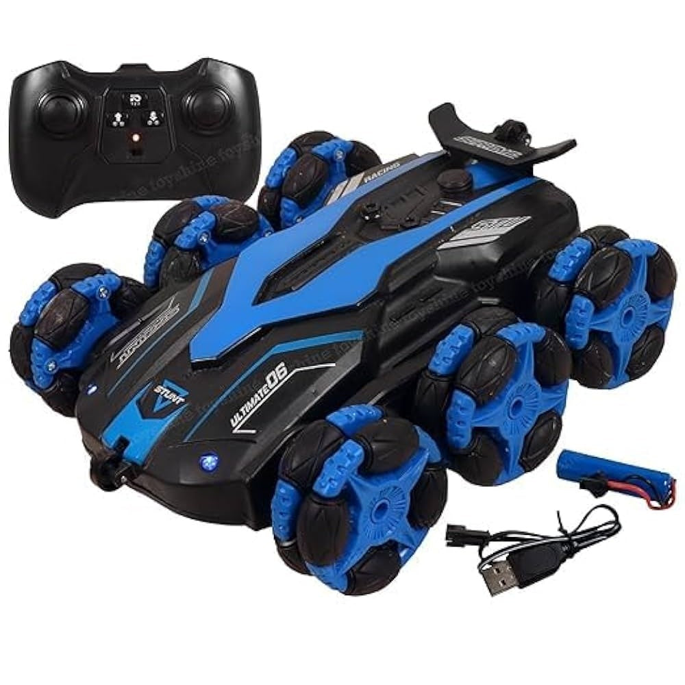 Luxury Stunt 6 Wheels 360 Rotating Remote Control Stunt Car Swing Arm Off Road 2.4Ghz Red