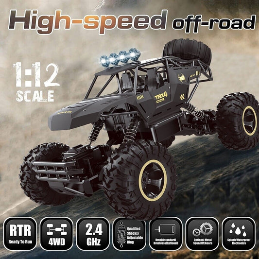 NHR Remote Control car with Mist Smoke Spray Function and Attractive Lights, Rock Crawler 45° Climbing Angle, Rechargeable High Speed Off-Road Monster Truck Rock Climbing Car Toy