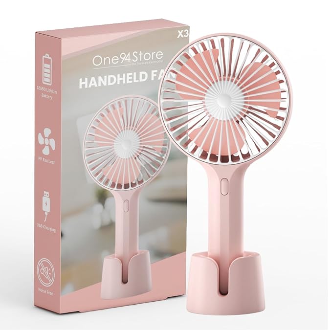 Mini Portable Hand Fan – Powerful Brushless Motor, 3-Speed Large Blades, Noise-Cancelling, 1500mAh USB Rechargeable Battery (Up to 6Hrs) – Ideal for Kitchen, Makeup, Travel