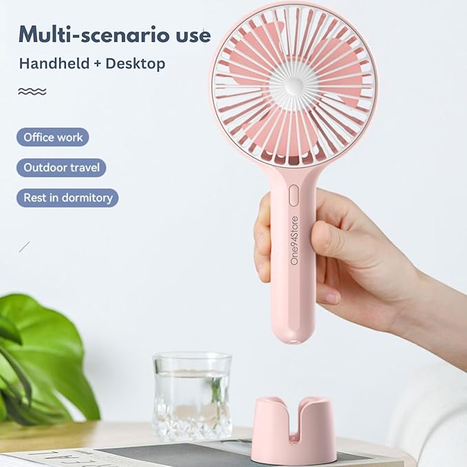 Mini Portable Hand Fan – Powerful Brushless Motor, 3-Speed Large Blades, Noise-Cancelling, 1500mAh USB Rechargeable Battery (Up to 6Hrs) – Ideal for Kitchen, Makeup, Travel