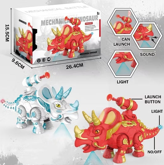 Electric Walking Dinosaur Toy with Spray and LED Light Features Interactive Triceratops for Kids Realistic Sound Effects Fun Educational Gift for Boys Girls