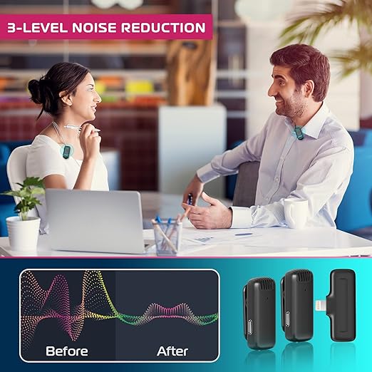 J12 Wireless Lavalier Omnidirectional Microphone for iPhone iPad, 2-in-1 Plug-Play Mic with Charging Case for Phone Video Recording Interview Youtubers Vloggers, 65ft Transmission Range (Black)