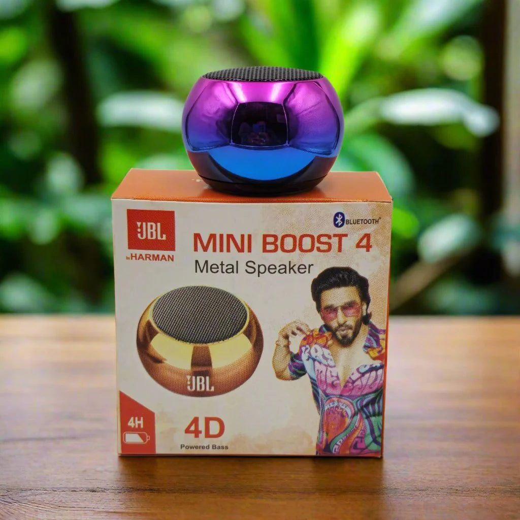 JBL Mini Boost 4 Bluetooth Speaker 4D Mini Electroplating Round Steel Speaker
