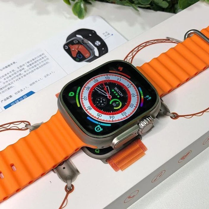 T800 ultra wireless charging watch with beautiful band orange colour