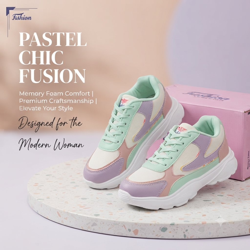 Pastel Dreams: Lightweight Women’s Memory Foam Sports Sneakers