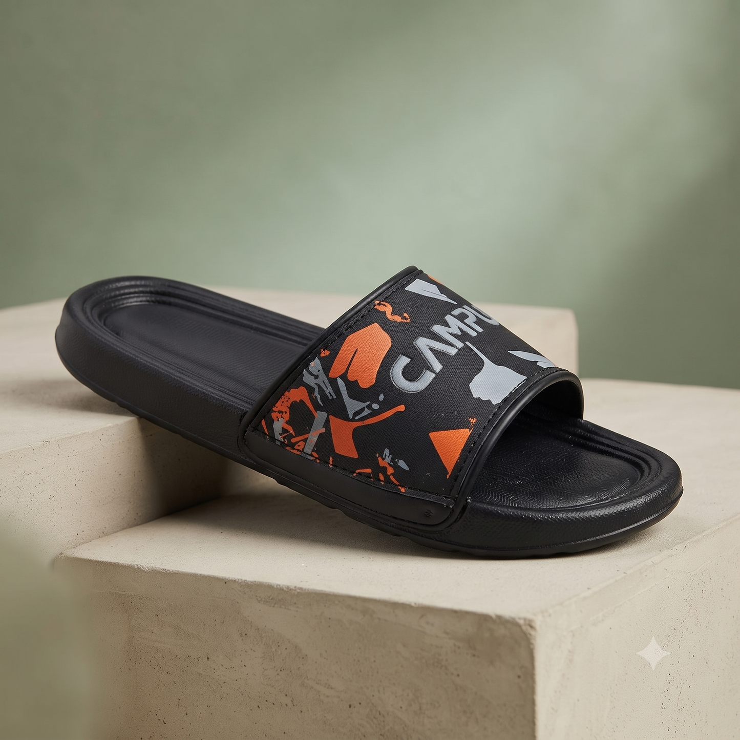 Urban Pulse Black Graphic Slide Slippers – Stylish Everyday Comfort