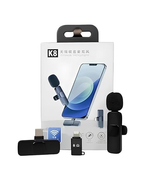 Professional Wireless Microphone System With Noise Cancelation for Apple & Android Mobiles, Camcorder, Smartphone & Tablet