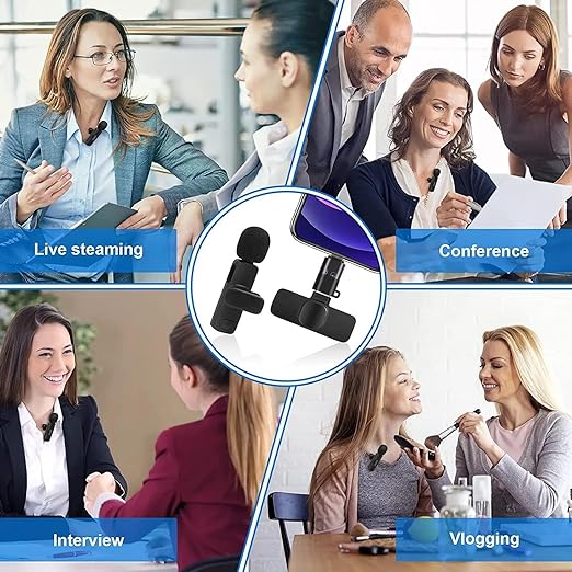 Professional Wireless Microphone System With Noise Cancelation for Apple & Android Mobiles, Camcorder, Smartphone & Tablet
