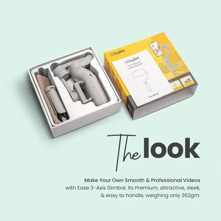 Digital (DSG-007F AI) 3-Axis Gray Smartphone Gimbal - Foldable Handheld Vlogging Stabilizer with AI Tracking Feature & 4 Creative Operation Modes