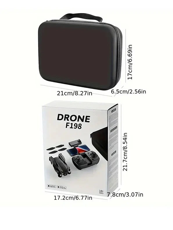 F198 HD Drone BLACK| WiFi HD 720P FPV Camera | Bag Version | Position Locking Drone | Brushless Motor