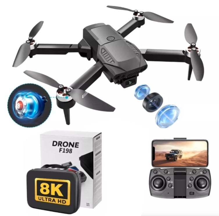 F198 HD Drone BLACK| WiFi HD 720P FPV Camera | Bag Version | Position Locking Drone | Brushless Motor
