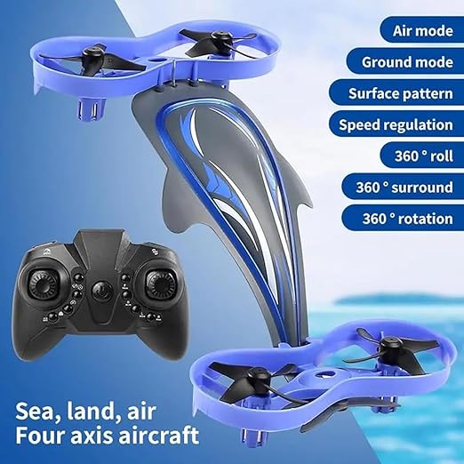 Waterproof 2-in-1 Whale 6 Axis【Can swim in Water & Fly in Air】Quadcopter Drone【Pack of 1】【Multi-Colored】