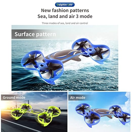 Waterproof 2-in-1 Whale 6 Axis【Can swim in Water & Fly in Air】Quadcopter Drone【Pack of 1】【Multi-Colored】