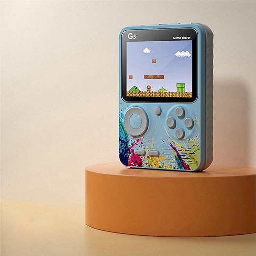 G5 5000 in 1 Retro Game Box Only for 1 Player, Handheld Classical Game PAD Can Play On TV, 500 Games Like Contra, Tank, Bomber Man Etc. (A Like Star Product) (Blue Grey)