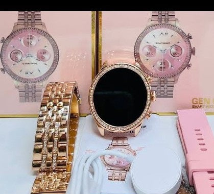 Gen 9 Diamond Strap HD Display 2 Straps Bluetooth Calling Smartwatch for Mens and Womens with 500+ Watch Faces (Rose Gold Strap)
