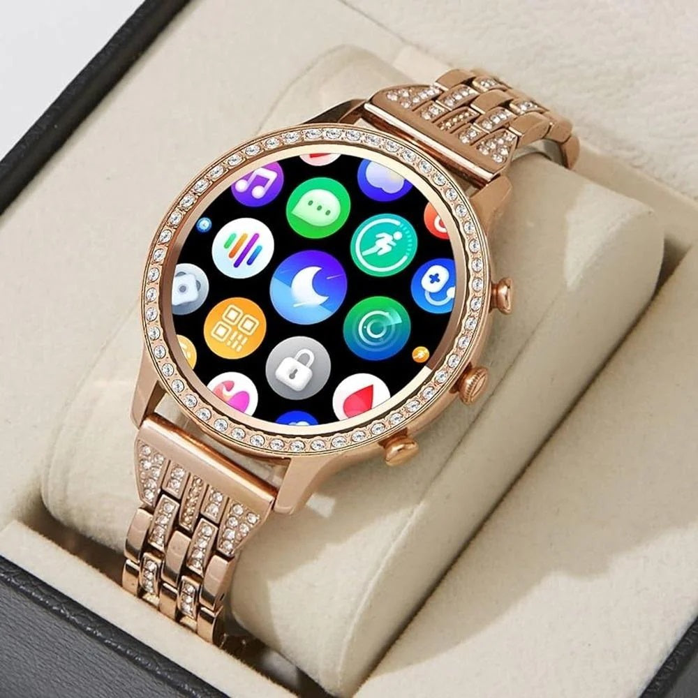 Gen 9 Diamond Strap HD Display 2 Straps Bluetooth Calling Smartwatch for Mens and Womens with 500+ Watch Faces (Rose Gold Strap)