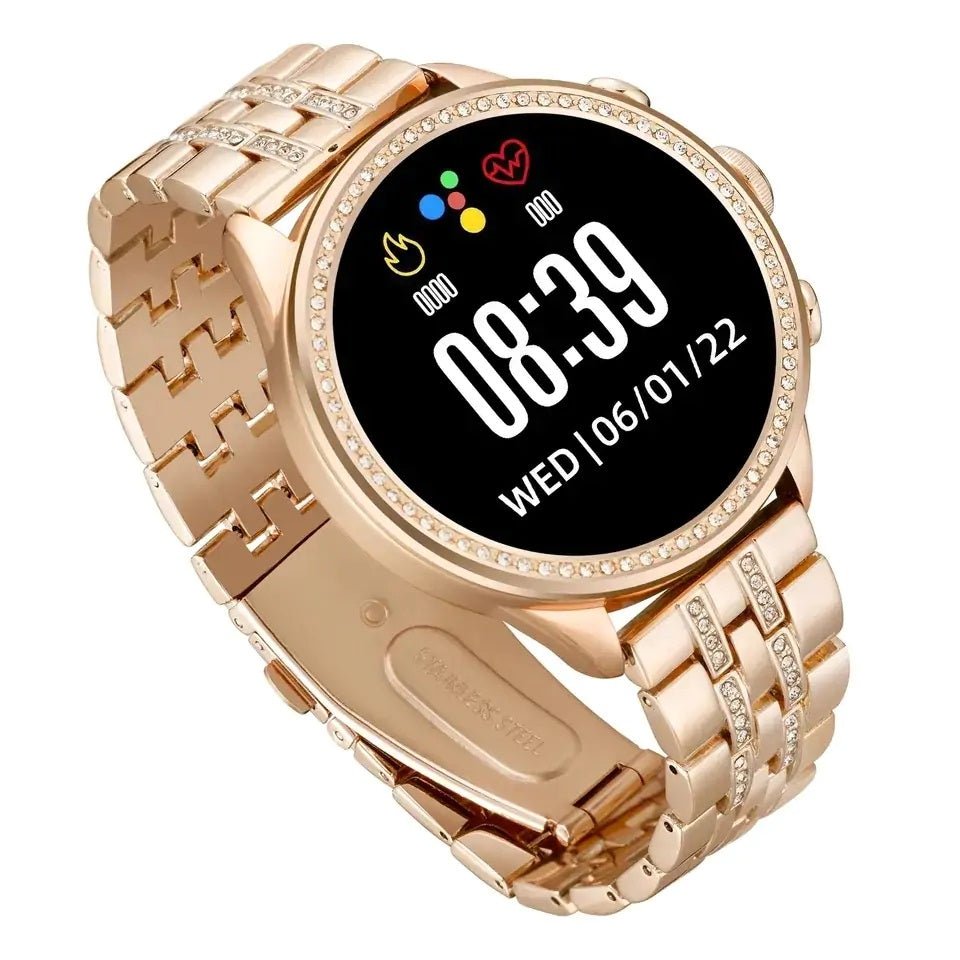 Gen 9 Diamond Strap HD Display 2 Straps Bluetooth Calling Smartwatch for Mens and Womens with 500+ Watch Faces (Rose Gold Strap)