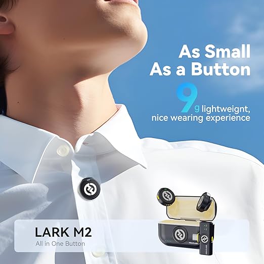 M2 Wireless Lavalier Microphone for iPhone 15/15 pro/15pro max/Android, Hi-Fi Audio, Mini Mic, 300m Los Range, Noise Cancellation, 30H Duration for Vlog Youtuber-Black