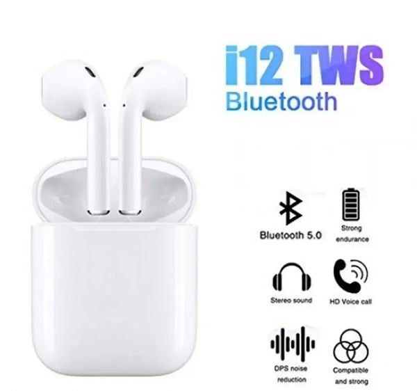 i12 TWS Wireless Bluetooth 5.0 Touch Control Earphones_03 Bluetooth (White, In the Ear)
