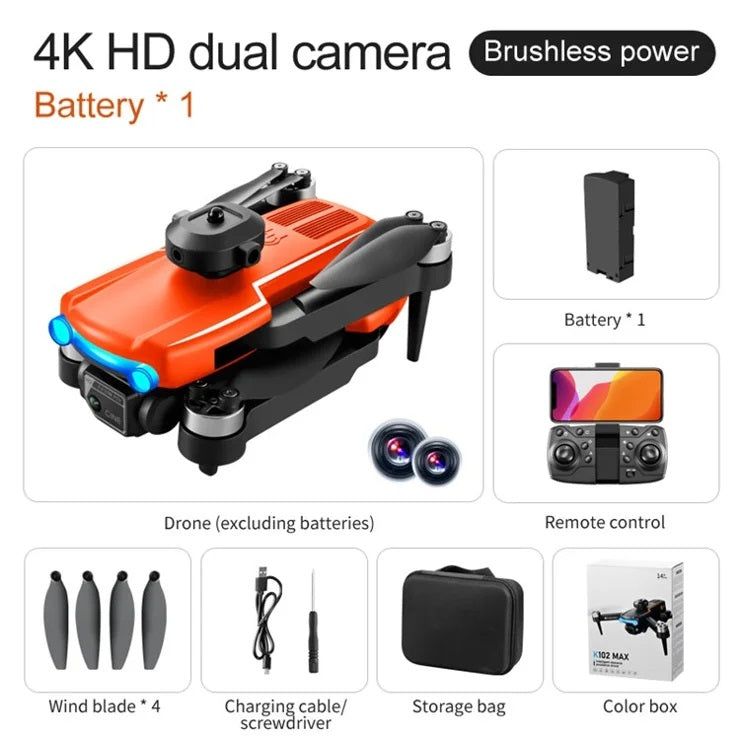 K102 Max Drone Brushless Motor With Dual Camera 360 Intelligent Obstacle Avoidance Wifi Fpv