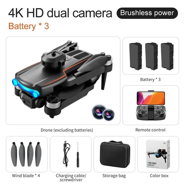 K102 Max Drone Brushless Motor With Dual Camera 360 Intelligent Obstacle Avoidance Wifi Fpv