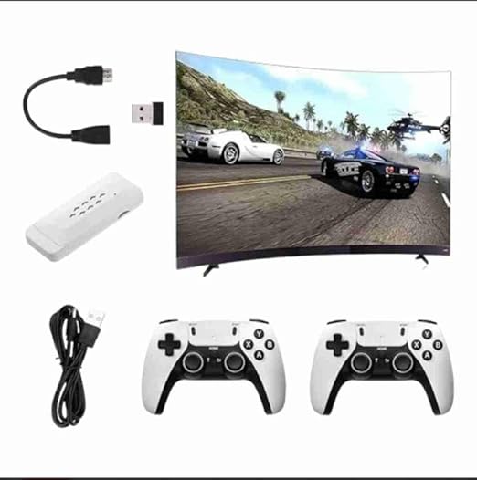 M22 Game Stick Retro Video Game Console with 2 Wireless Controller 64 GB with Yes (White,Black)