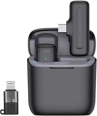 Wireless Lavalier Microphone Compatible with iPhone iPad, Phone Lapel Mic for YouTube Video Recording