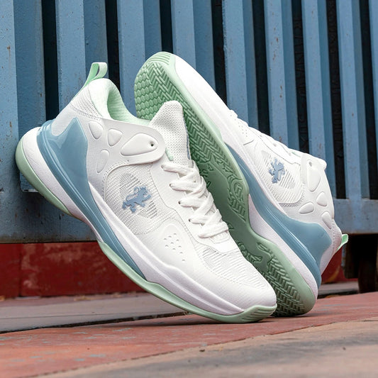 Premium Mint & White Athletic Basketball Sneakers – High-Traction Support with TPU Heel Counter
