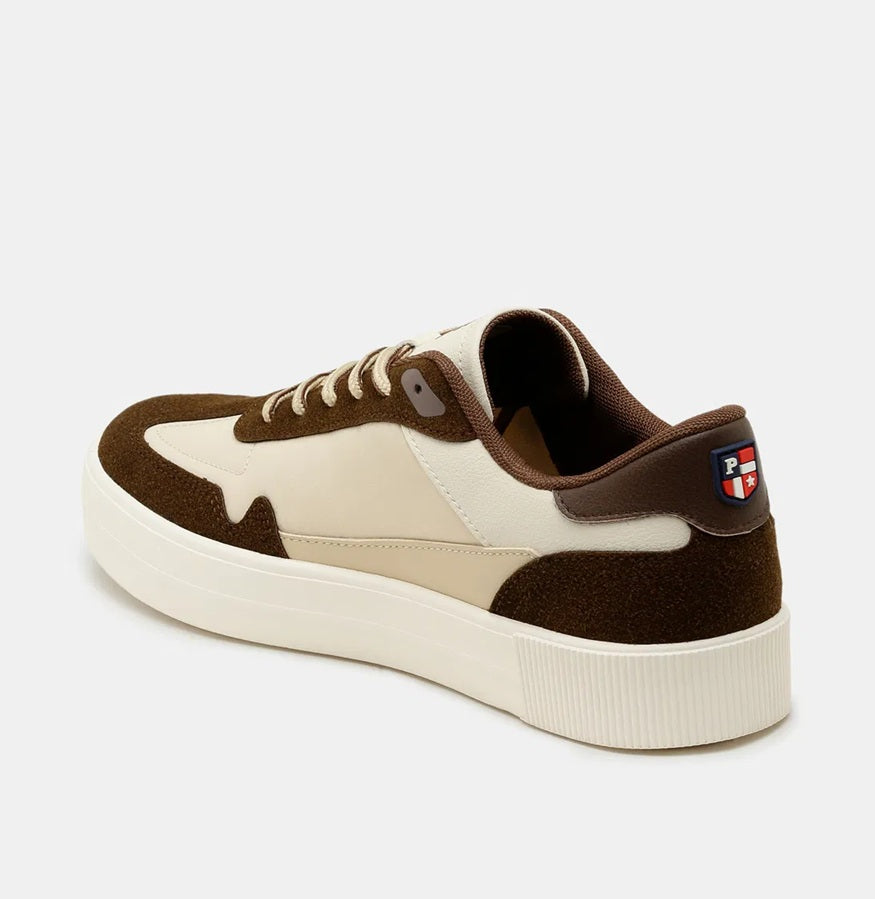 Men's Retro Court Sneakers – Premium Suede & Leather Low-Top Casual Shoes with Earth-Tone Color Block