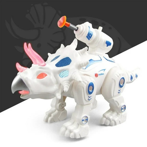 Electric Walking Dinosaur Toy with Spray and LED Light Features Interactive Triceratops for Kids Realistic Sound Effects Fun Educational Gift for Boys Girls