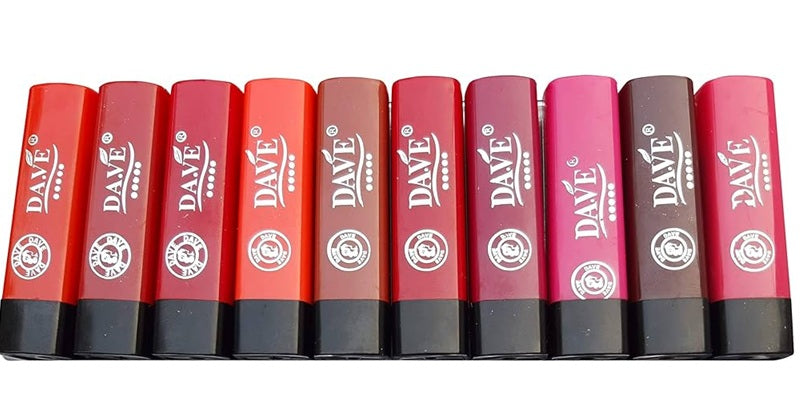 DA.VE Weightless Lipstick, Natural Finish, 10g - Red ( Pack of 10 )
