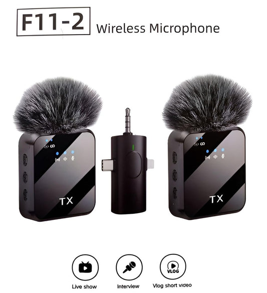 F11Wireless Mic for Youtubers,Wireless Microphone with 30-Hour Charging Case,Intelligent Noise Reduction Wireless Mic for YouTube, Ideal Mike for YouTube Channel