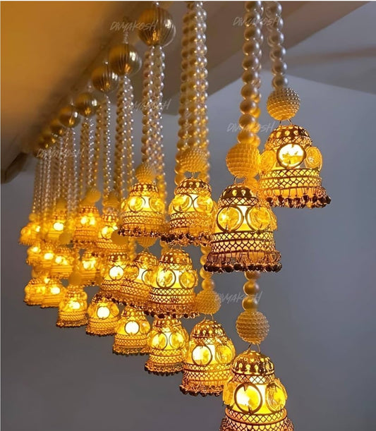 Wall Hangings for Home Decoration, Diwali Lights, Handmade Diwali Decoration Wall hangings, Door Valance Hanging with LED T-Lights