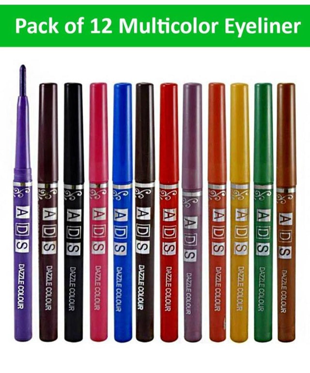Ads eyeliner multicolor set of 12 pcs  Rich Color Formula ( Pack of 4 )