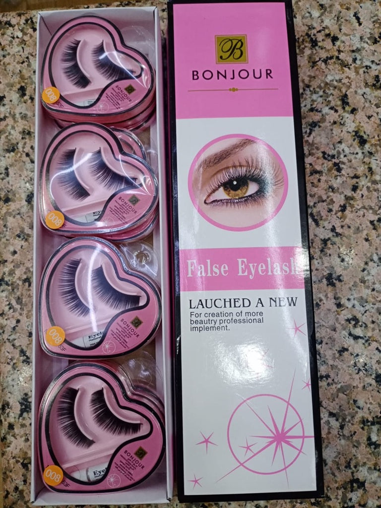 Women's Black Long Curl False Eyelashes with Glue for Pretty Eye Makeup Accessories (Pack of 1)