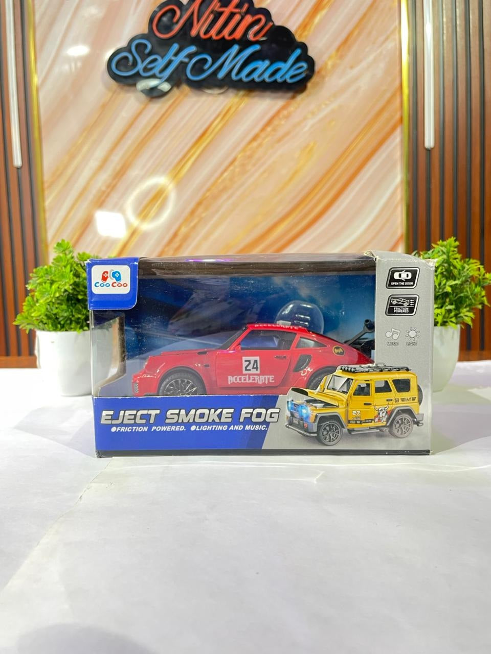 Diecast Eject Smock Fog AMG Toy Car, Pull Back Alloy Simulation Car (Red)